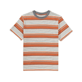 C.Kay's Designs Orange Retro Stripe Cotton T-Shirt for Men, Short Sleeve Crew Neck Tee with Contrast Collar