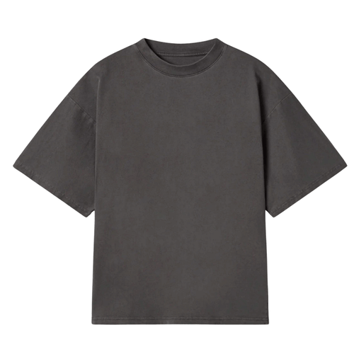 C.Kay's Designs Charcoal Washed Oversized Cotton T-Shirt for Men, Boxy Drop Shoulder Tee with Faded Finish